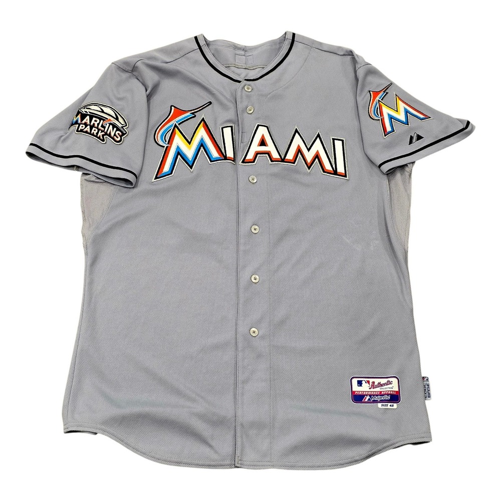 Dan Jennings 2012 Marlins Game Used Signed Jersey MLB Auth FJ733797 Rookie #43